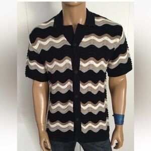 Reiss Multicolor Zigzag Knit Shirt Size L